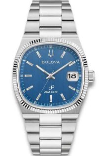 Retro inspirowany zegarek męski od Bulova z niebieską tarczą i wysokoprecyzyjnym mechanizmem kwarcowym - Super Seville Collection | 96B440
