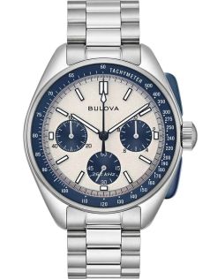 Bulova Lunar Pilot chronograph Apollo 15 edition z niebieskimi detalami i dodatkowym skórzanym paskiem | 98K112