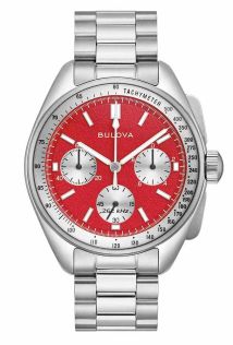 Limitowana edycja chronografu od Bulova z czerwoną tarczą i dodatkowym skórzanym paskiem - Lunar Pilot Blood Moon | 96K115