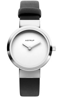 Minimalistyczny damski zegarek z białą tarczą i czarnym skórzanym paskiem | AIW7601