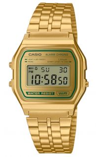 Zegarek Casio Vintage Gold z zielonym wyświetlaczem cyfrowym | A158WEGV-9AEF