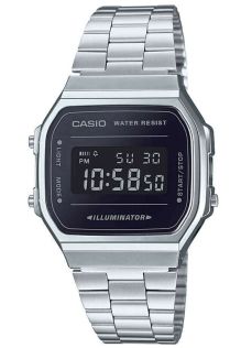 Klasyczny cyfrowy zegarek Casio z LED i stalową bransoletą | A168WEM-1EF