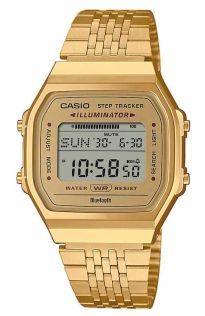 Złoty zegarek cyfrowy Casio z krokomierzem i Bluetooth | ABL-100WEG-9AEF