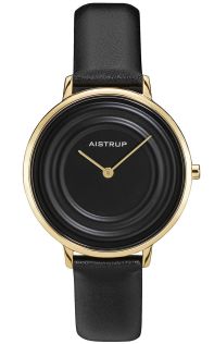 Elegancki damski zegarek z efektem czarnej kropli wody i złotym wykończeniem z kolekcji Aistrup Raindrop w 35mm | AIW7710
