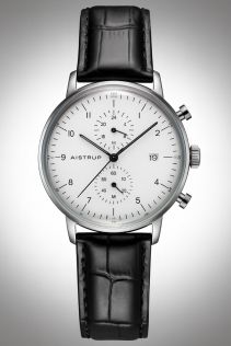 Aistrup AIW8601 Classic Infinity Chronograph zegarek męski z białą tarczą i skórzanym paskiem | AIW8601