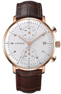 Aistrup AIW8602 Classic Infinity Chronograph zegarek męski z białą tarczą i detalami w kolorze różowego złota | AIW8602