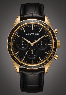 Aistrup AIW8701 Classic Sapphire Chronograph zegarek męski z czarną tarczą i złotymi detalami | AIW8701