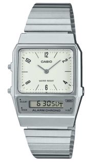 Prostokątny zegarek Casio Retro z analogowo-cyfrowym wzorem siatki | AQ-800E-7A2EF