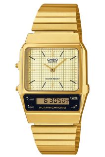 Złoty zegarek cyfrowo-analogowy Casio w stylu vintage | AQ-800EG-9AEF