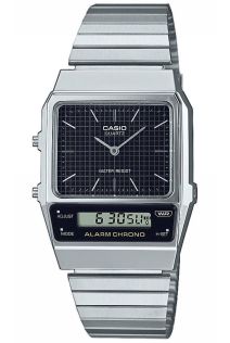 Srebrny zegarek cyfrowo-analogowy Casio z czarną tarczą | AQ-800E-1AEF