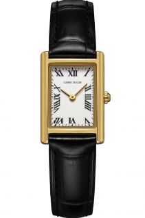 Carrie Taylor Petite Rectangular Black Leather 19mm