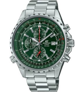 Zielona tarcza chronografu z suwakiem kalkulatorem Casio Edifice | EF-527D-3AVUEF