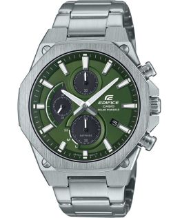 Zielona tarcza Edifice Solar z szafirowym szkłem i chronografem | EFS-S570D-3AUEF