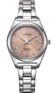 Citizen Eco-Drive damski zegarek w Super Titanium z brązową tarczą | EW2601-81Z