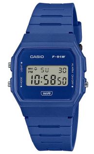 Ekologiczny niebieski zegarek cyfrowy Casio z biożywicznym paskiem | F-91WB-2A1EF