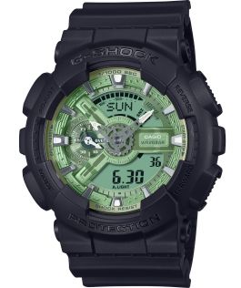 Wojskowy zielony zegarek G-Shock cyfrowo-analogowy, wodoodporny 200M | GA-110CD-1A3ER