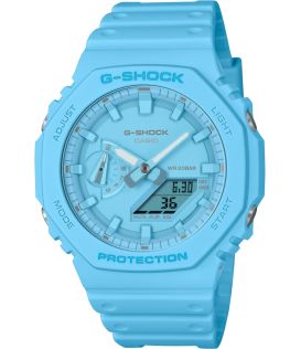 G-SHOCK "Casio" turkusowy zegarek z ochroną carbon core guard | GA-2100-2A2ER