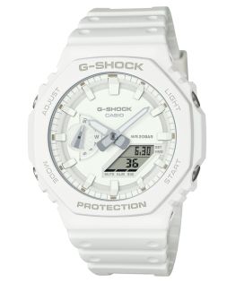 Monochromatyczny biały G-SHOCK zegarek z bio-żywicy i ochroną carbon core | GA-2100-7A7ER