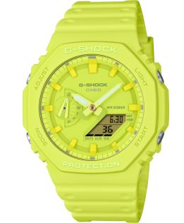 Żółty G-SHOCK zegarek z ośmiokątną ochroną carbon core | GA-2100-9A9ER