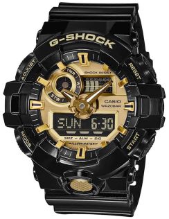 Czarny i złoty zegarek Ana-Digi G-Shock | GA-710GB-1AER