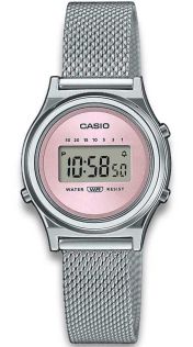 Różowy zegarek cyfrowy Casio z tarczą Sunray i bransoletą mesh | LA700WEM-4AEF