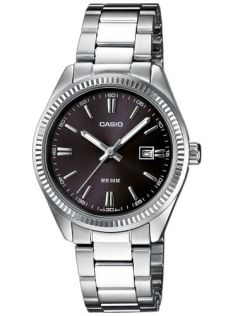 Damski zegarek Casio ze stalową bransoletą i czarną tarczą | LTP-1302PD-1A1VEG
