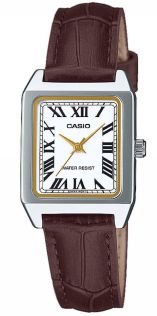 Klasyczny prostokątny zegarek damski Casio z rzymskimi cyframi | LTP-B150L-7B2EF