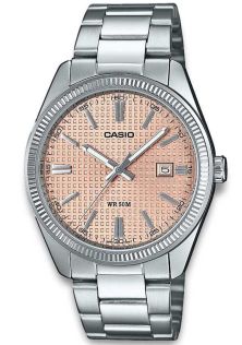 Zegarek Casio z łososiową tarczą i srebrną stalową kopertą | MTP-1302PE-4AVEF
