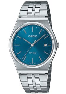 Casio retro niebieska tarcza smukły zegarek ze stalową bransoletą | MTP-B145D-2A2VEF