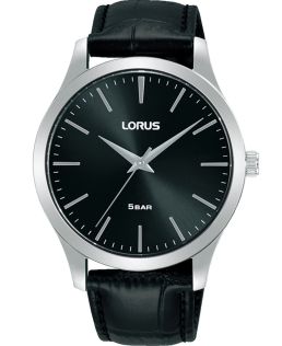 Lorus Mens Classic Black Leather