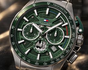 Tommy Hilfiger Mens Steel Green Chrono 44mm