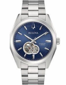 Bulova Surveyor automatyczny zegarek męski z niebieską tarczą i widocznym mechanizmem | 96A275