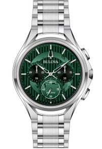 Bulova CURV chronograf męski zegarek z zieloną tarczą i wysokiej precyzji mechanizmem | 96A297