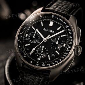 Bulova lunar pilot chronograph - Apollo 15 edition quartz zegarek z historią lądowania na Księżycu | 96B251
