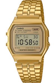 Złoty zegarek cyfrowy z siatkową bransoletą Casio Vintage | A158WETG-9AEF
