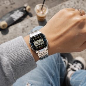 Retro zegarek cyfrowy ze stali nierdzewnej Casio Classic | A163WA-1QES
