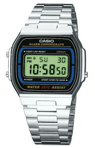 Stalowy chromowany zegarek cyfrowy Casio Vintage | A164WA-1VES