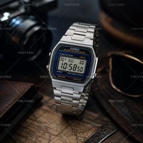 Stalowy chromowany zegarek cyfrowy Casio Vintage | A164WA-1VES