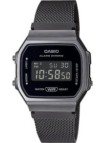 Czarny zegarek cyfrowy z siatką Casio Vintage Retro LED | A168WEMB-1BEF