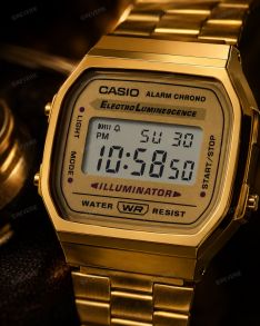 Złoty zegarek cyfrowy vintage Casio Classic | A168WG-9EF