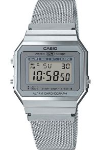 Zegarek cyfrowy Casio Vintage z siatkową bransoletą i smukłą kopertą | A700WEM-7AEF