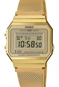 Złoty zegarek cyfrowy Casio Vintage z siatkową bransoletą | A700WEMG-9AEF