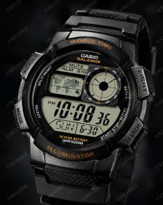 Duży cyfrowy zegarek sportowy Casio World Time | AE-1000W-1AVEF