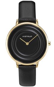 Elegancki damski zegarek z efektem czarnej kropli wody i złotym wykończeniem z kolekcji Aistrup Raindrop w 35mm | AIW7710