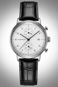 Aistrup AIW8601 Classic Infinity Chronograph zegarek męski z białą tarczą i skórzanym paskiem | AIW8601