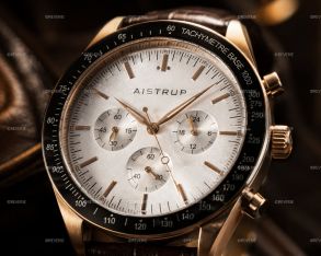 Aistrup AIW8702 Classic Sapphire Chronograph męski zegarek z białą tarczą i brązowym skórzanym paskiem | AIW8702