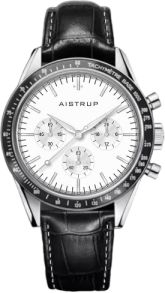 Aistrup AIW8703 Klasyczny szafirowy chronograf męski z białą tarczą i czarnym skórzanym paskiem | AIW8703