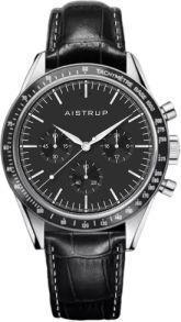 Aistrup AIW8704 Klasyczny szafirowy chronograf męski z czarną tarczą i skórzanym paskiem | AIW8704