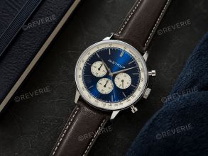 Aistrup Mens Ivory Blue Sapphire Chronograph Stitched Leather 42mm
