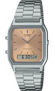 Zegarek Vintage Dual Display Casio ze złotą tarczą Sunray | AQ-230A-4AMQYES